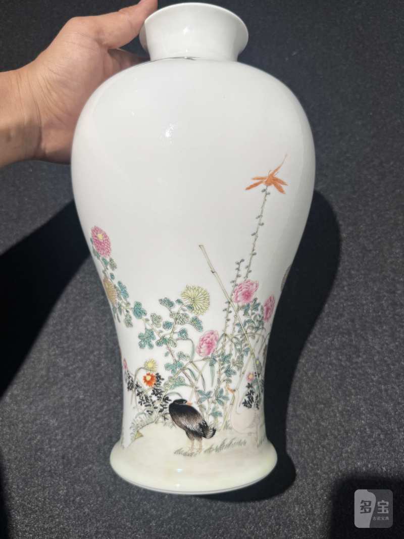 民国 粉彩花鸟纹梅瓶 - 图5